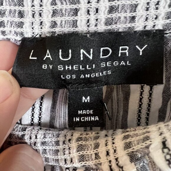 Laundry by Shelli Segal Off-Shoulder Lace Detail Striped Blouse Blue Size M - Picture 5 of 8